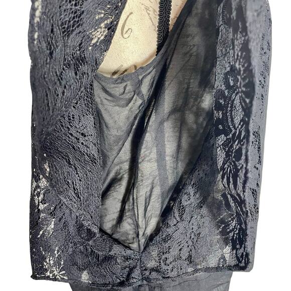 Joie Women's Joyce Black Lace Flutter Sleeve Boho Top Semi-sheer; Medium - Picture 4 of 8